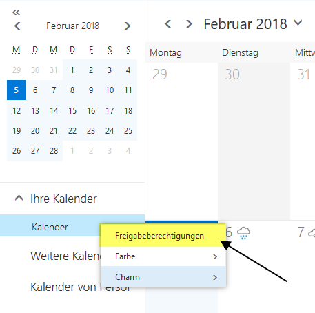 Freigabeberechtigungen in OWA