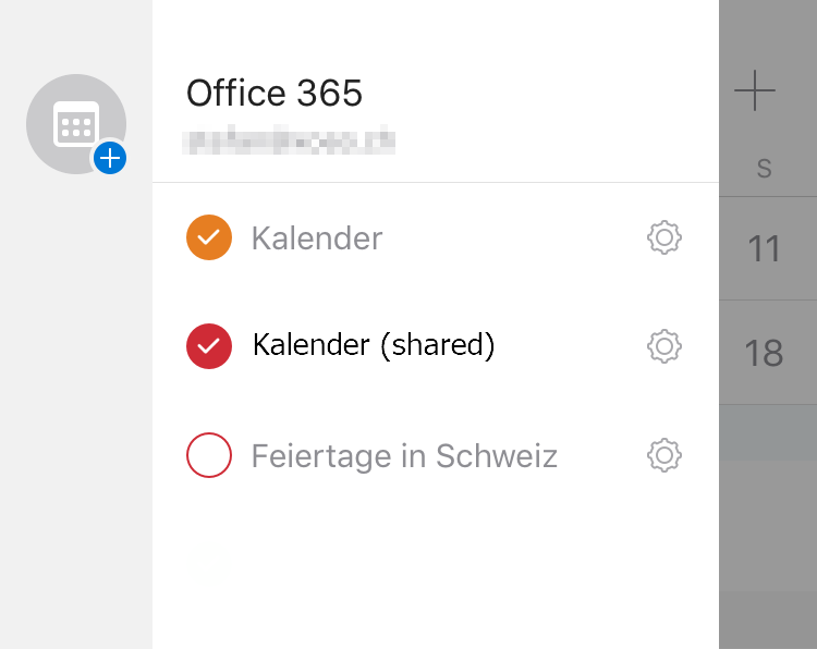 Kalender Auflistung auf dem Mobile